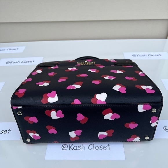 Kate Spade Satchel Staci Medium Satchel Heart Print Black Multi - Picture 8 of 12